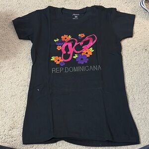 Hanes Black and Pink Short Sleeve Tee with Graphic Design